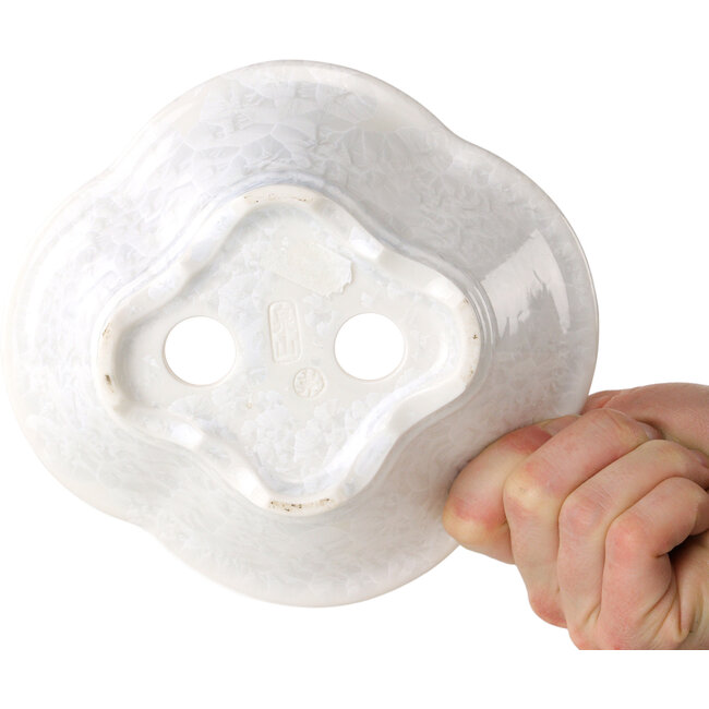 Maceta para bonsái con esmalte de cristal blanco Mokko de Heian Senzan - 170 x 160 x 58 mm