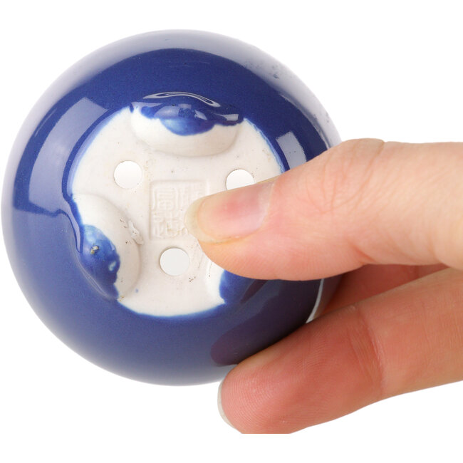 Ronde donkerblauwe bonsaipot van Seifu - 58 x 58 x 43 mm