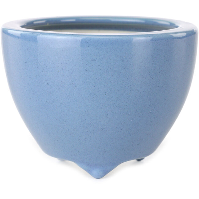 Round light blue bonsai pot by Seifu - 87 x 87 x 68 mm