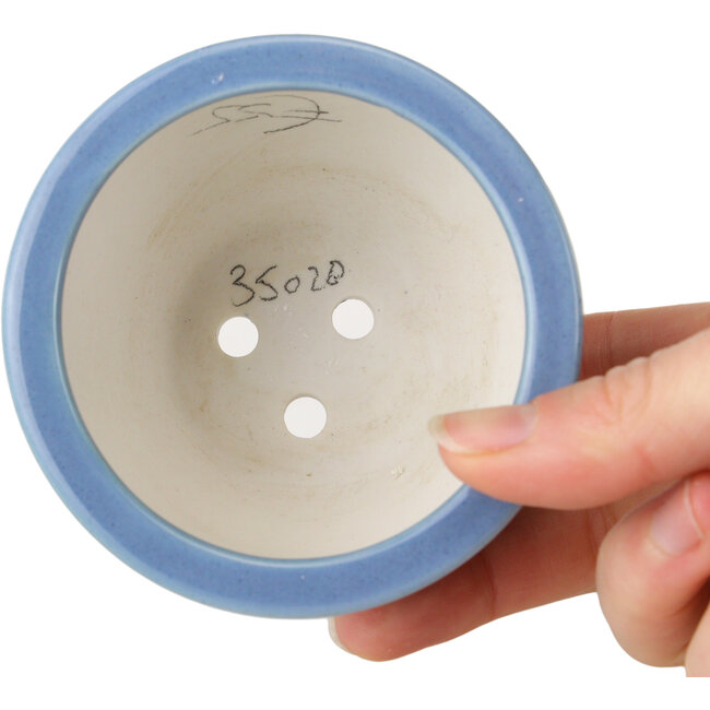 Ronde lichtblauwe bonsaipot van Seifu - 87 x 87 x 68 mm