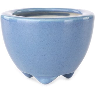 Seifu 58 mm round light blue bonsai pot by Seifu, Japan