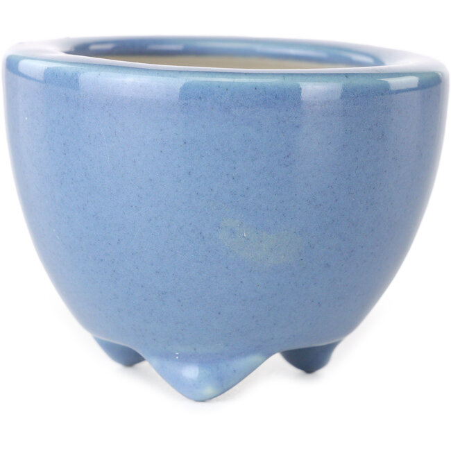 Round light blue bonsai pot by Seifu - 58 x 58 x 43 mm