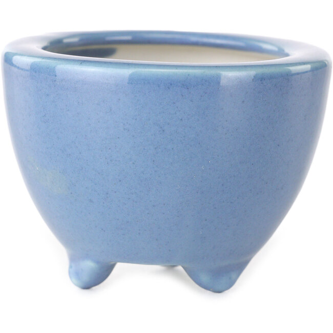 Round light blue bonsai pot by Seifu - 58 x 58 x 43 mm
