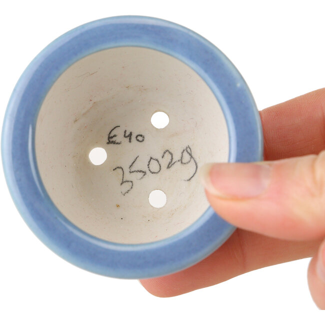 Round light blue bonsai pot by Seifu - 58 x 58 x 43 mm