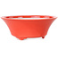 Round red bonsai pot by Seifu - 120 x 120 x 48 mm