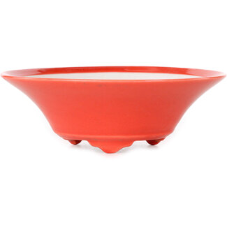 Seifu 120 mm round red bonsai pot by Seifu, Japan