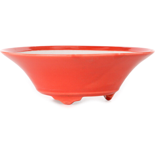 Round red bonsai pot by Seifu - 120 x 120 x 40 mm