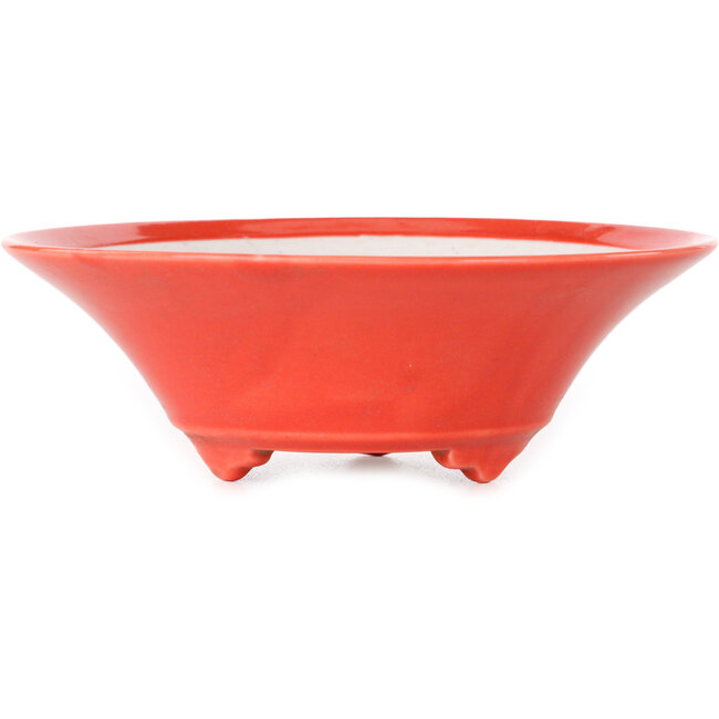 Round red bonsai pot by Seifu - 120 x 120 x 40 mm