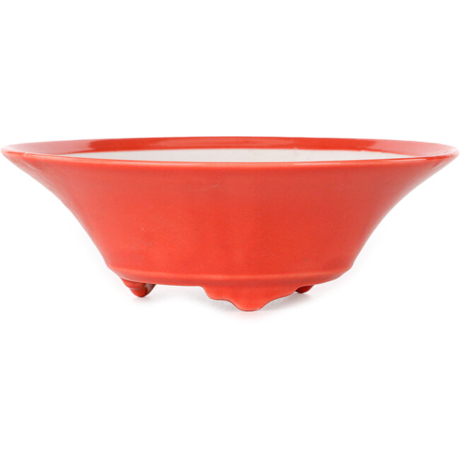 Round red bonsai pot by Seifu - 120 x 120 x 40 mm