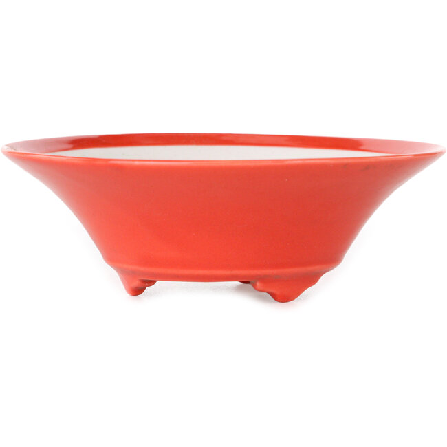 Round red bonsai pot by Seifu - 120 x 120 x 40 mm