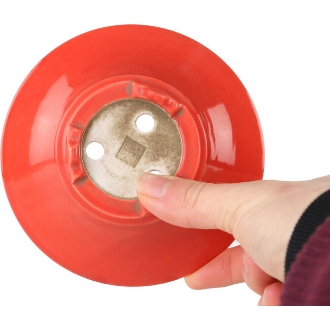 Round red bonsai pot by Seifu - 120 x 120 x 40 mm