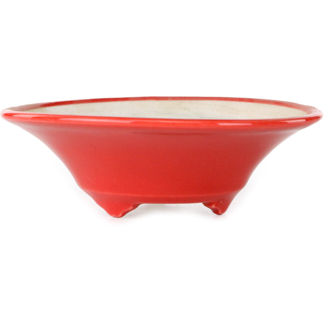 Round red bonsai pot by Seifu - 92 x 92 x 32 mm
