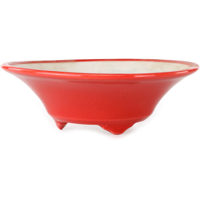 Round red bonsai pot by Seifu - 92 x 92 x 32 mm