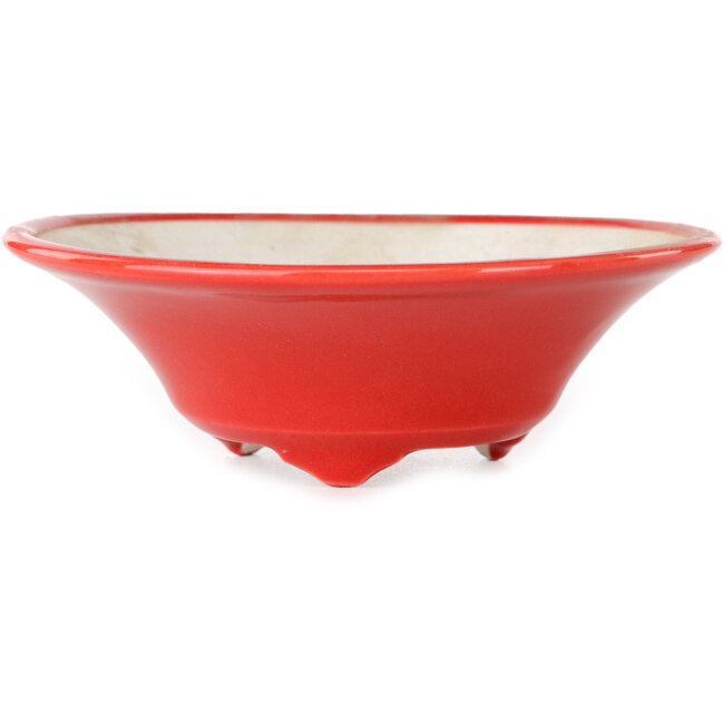Round red bonsai pot by Seifu - 92 x 92 x 32 mm