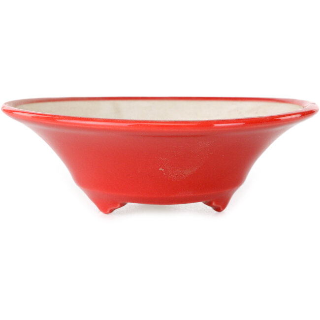 Round red bonsai pot by Seifu - 92 x 92 x 32 mm