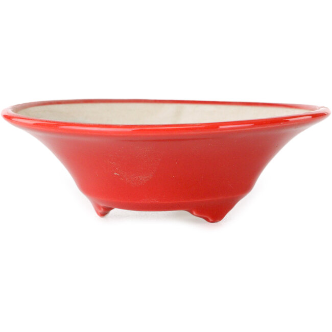 Round red bonsai pot by Seifu - 92 x 92 x 32 mm