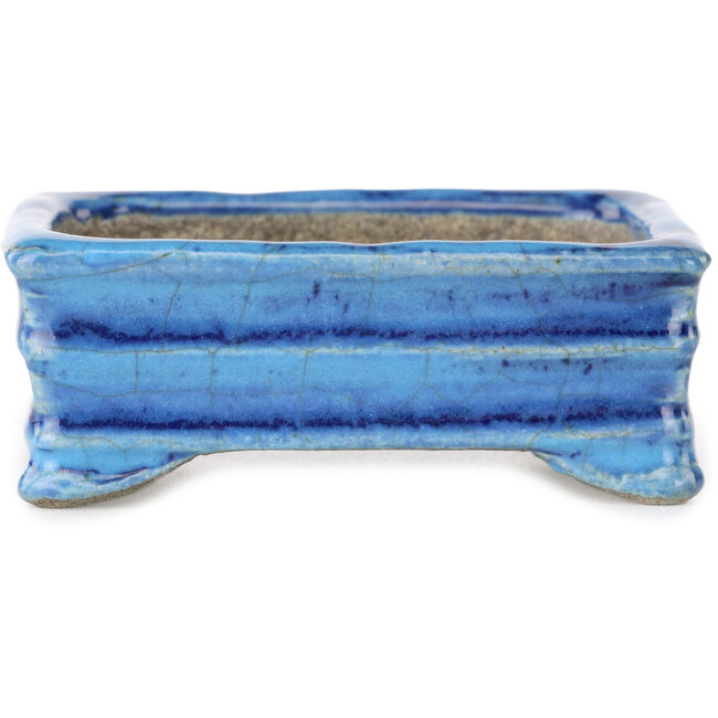 Maceta rectangular para bonsái azul de Terahata Satomi Mazan - 72 x 50 x 27 mm