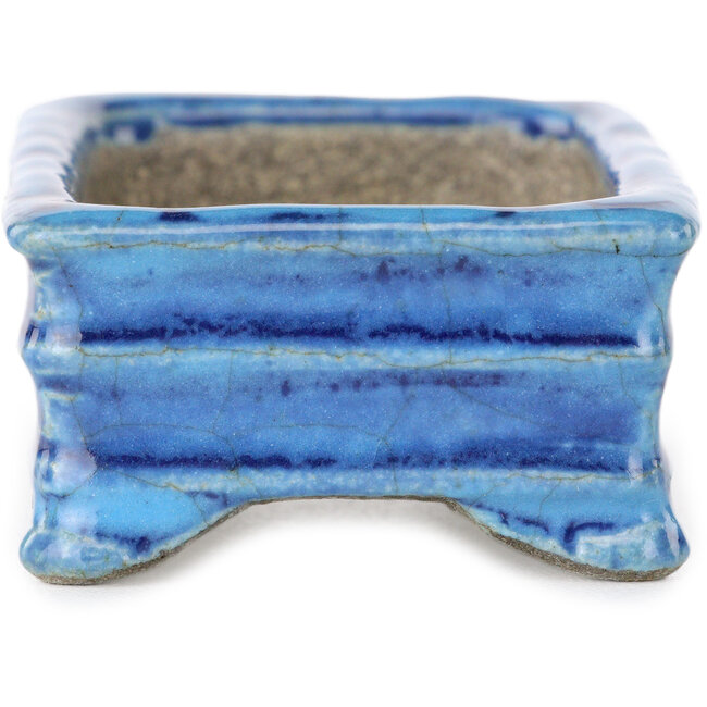 Maceta rectangular para bonsái azul de Terahata Satomi Mazan - 72 x 50 x 27 mm