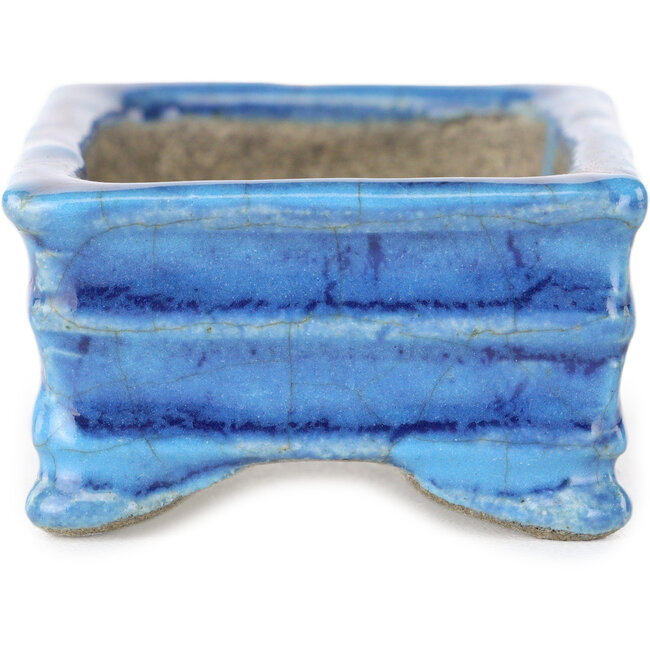 Maceta rectangular para bonsái azul de Terahata Satomi Mazan - 72 x 50 x 27 mm