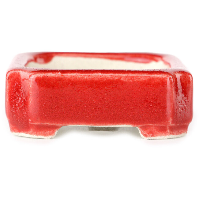 Pot à bonsaï rectangulaire rouge par Terahata Satomi Mazan - 72 x 58 x 20 mm