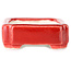 Rectangular red bonsai pot by Terahata Satomi Mazan - 72 x 58 x 20 mm