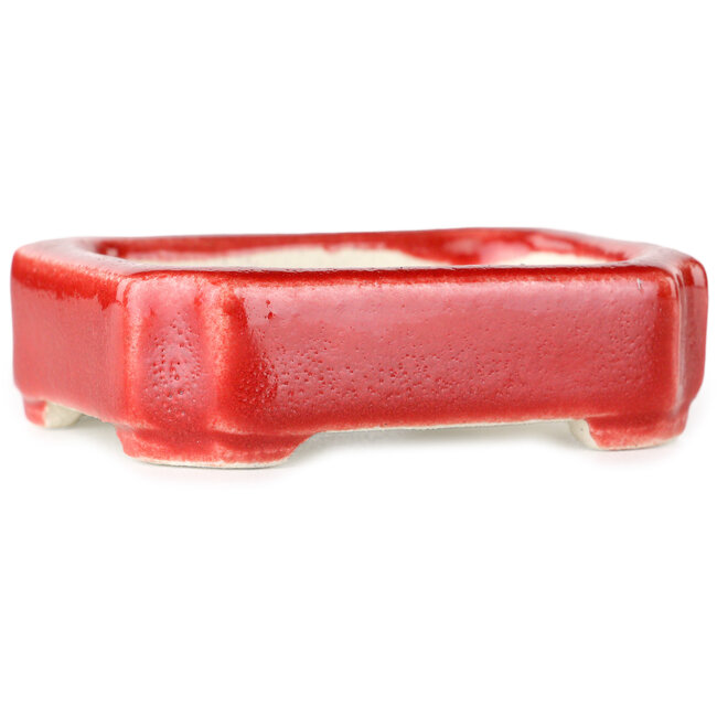 Maceta rectangular para bonsái roja de Terahata Satomi Mazan - 72 x 58 x 20 mm