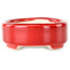 Oval red bonsai pot by Terahata Satomi Mazan - 95 x 70 x 25 mm