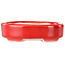 Oval red bonsai pot by Terahata Satomi Mazan - 95 x 70 x 25 mm