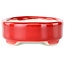 Oval red bonsai pot by Terahata Satomi Mazan - 95 x 70 x 25 mm