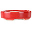 Oval red bonsai pot by Terahata Satomi Mazan - 95 x 70 x 25 mm