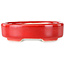 Oval red bonsai pot by Terahata Satomi Mazan - 95 x 70 x 25 mm