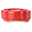 Oval red bonsai pot by Terahata Satomi Mazan - 95 x 70 x 25 mm