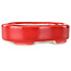 Oval red bonsai pot by Terahata Satomi Mazan - 95 x 70 x 25 mm