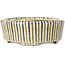 Pot à bonsaï ovale beige craquelé, bleu et marron multicolore par Terahata Satomi Mazan - 80 x 80 x 30 mm