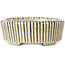 Pot à bonsaï ovale beige craquelé, bleu et marron multicolore par Terahata Satomi Mazan - 80 x 80 x 30 mm