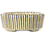 Pot à bonsaï ovale beige craquelé, bleu et marron multicolore par Terahata Satomi Mazan - 80 x 80 x 30 mm