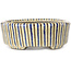 Oval beige craquelé, blue and brown, multicolor bonsai pot by Terahata Satomi Mazan - 80 x 80 x 30 mm