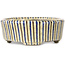Oval beige craquelé, blue and brown, multicolor bonsai pot by Terahata Satomi Mazan - 80 x 80 x 30 mm