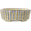 Pot à bonsaï ovale beige craquelé, bleu et marron multicolore par Terahata Satomi Mazan - 80 x 80 x 30 mm