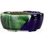 Pot à bonsaï craquelé bleu et vert Mokko par Terahata Satomi Mazan - 102 x 85 x 40 mm