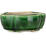 Mokko green craquelé bonsai pot by Terahata Satomi Mazan - 102 x 85 x 40 mm
