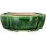 Mokko green craquelé bonsai pot by Terahata Satomi Mazan - 102 x 85 x 40 mm