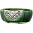 Mokko green craquelé bonsai pot by Terahata Satomi Mazan - 102 x 85 x 40 mm