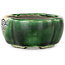Mokko green craquelé bonsai pot by Terahata Satomi Mazan - 102 x 85 x 40 mm