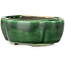 Mokko green craquelé bonsai pot by Terahata Satomi Mazan - 102 x 85 x 40 mm