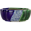 Maceta para bonsái craquelé azul y verde Mokko de Terahata Satomi Mazan - 102 x 85 x 40 mm