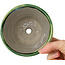 Craquelé verde redondo con maceta de bonsái con detalles en azul de Terahata Satomi Mazan - 127 x 127 x 65 mm