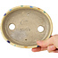 Oval beige craquelé, multicolor bonsai pot by Terahata Satomi Mazan - 140 x 115 x 30 mm