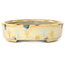 Oval beige craquelé, multicolor bonsai pot by Terahata Satomi Mazan - 140 x 115 x 30 mm