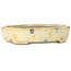 Oval beige craquelé, multicolor bonsai pot by Terahata Satomi Mazan - 140 x 115 x 30 mm